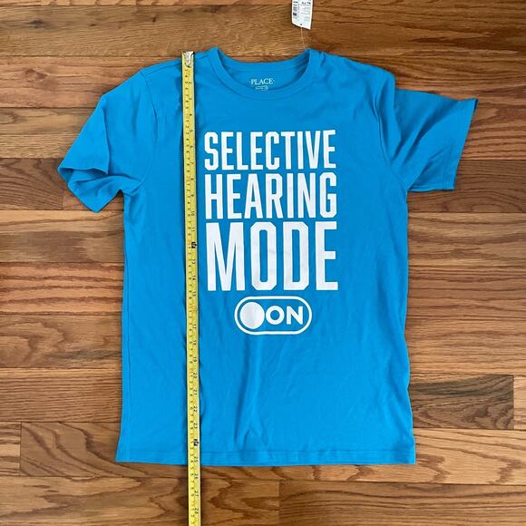 Childrens Place Selective Hearing Mode Graphic Tee Girls XL Turquoise Crewneck - Picture 6 of 7